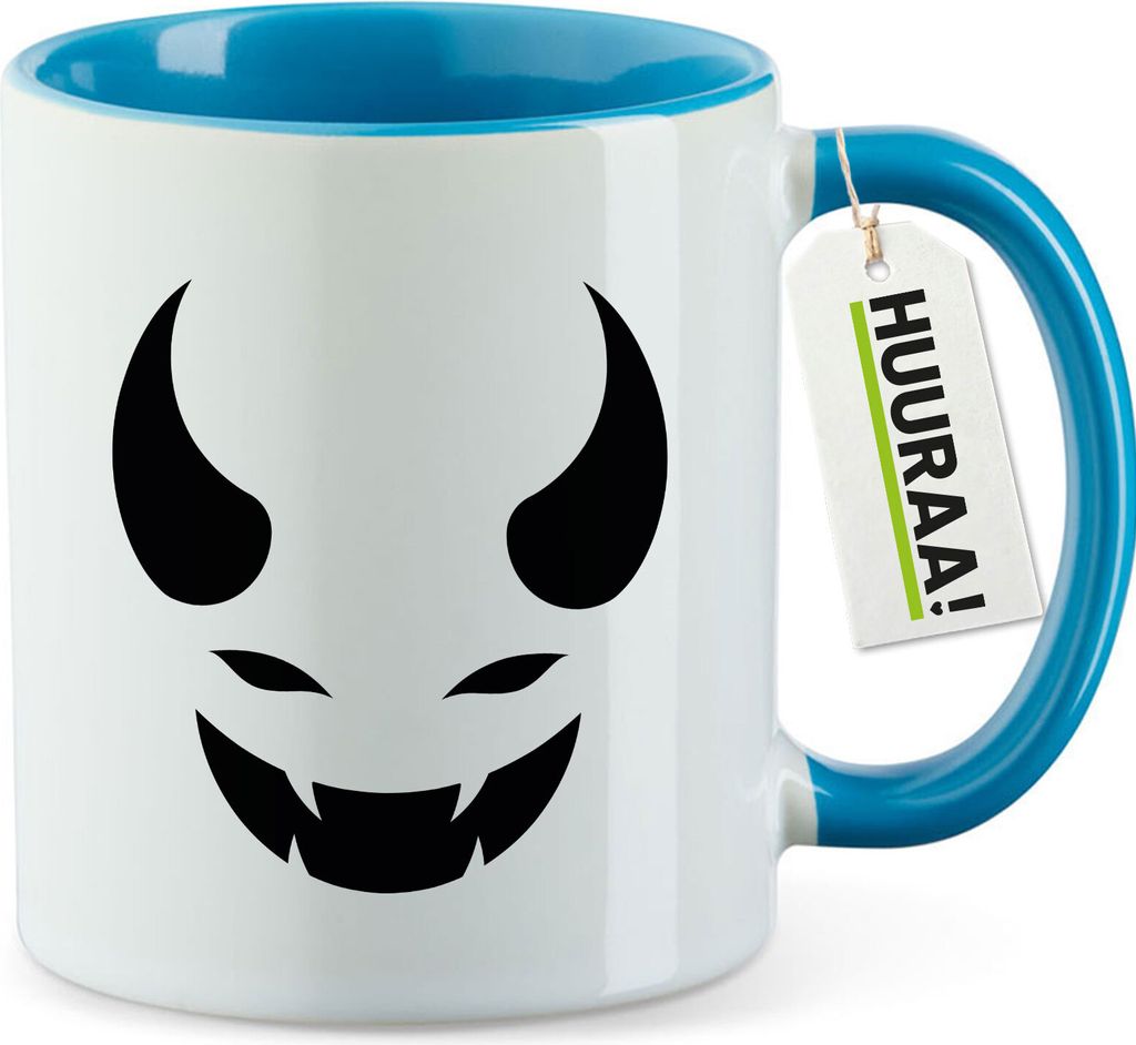Huuraa Kaffeetasse Teufel Devil 330ml Blau Keramik Kaffeebecher Geschenkidee