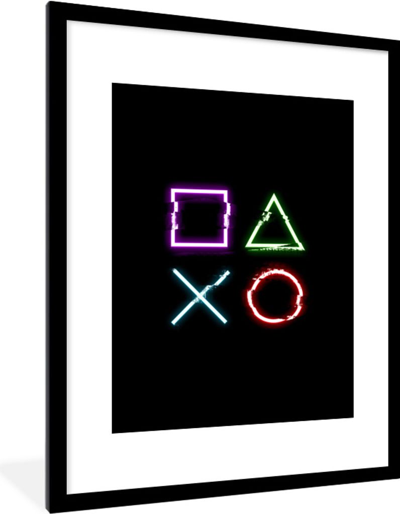 MuchoWow Gerahmtes Poster Spiele - Konsole - Tasten 60x80 cm - Poster mit Schwarzem Bilderrahmen Wandposter Rahmen Foto Bilder - Wohnzimmer - Dek...