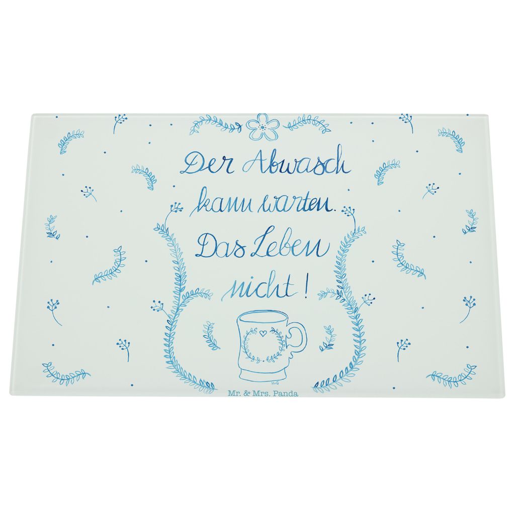 Mr. & Mrs. Panda Hackbrett Der Abwasch kann warten - Geschenk, Küche Spruch, Reise, Schneidebrett Glas, Glasbrett, Deko, schneidbrett, Dekoration,...