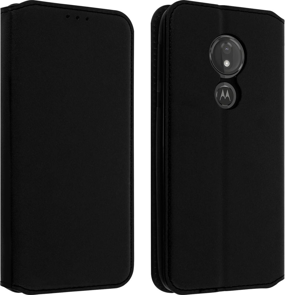 Avizar, Kunstleder Cover Classic Edition Motorola Moto G7 Power, Schwarz
