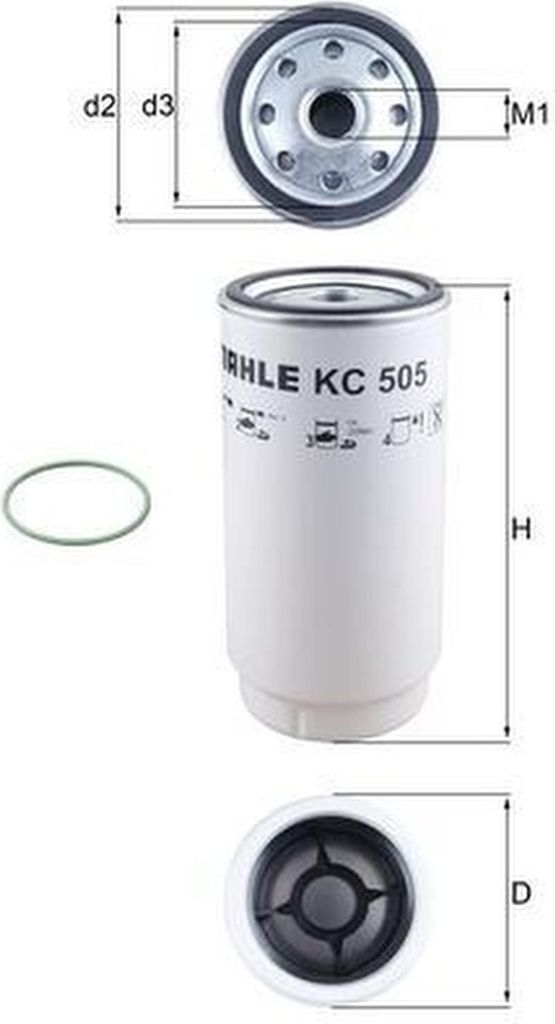 Kraftstofffilter MAHLE KC 505D passend für MERCEDES-BENZ ACTROS MP4 / MP5 Anschraubfilter
