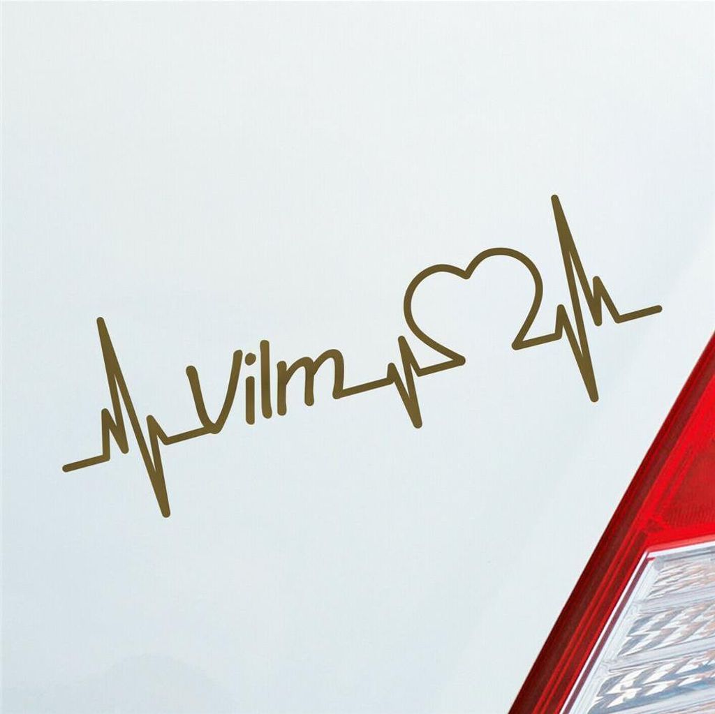 Auto Aufkleber Vilm Herz Puls Insel Island Ostsee Liebe Love 19x7 cm Gold Sticker Heckscheibenaufkleber