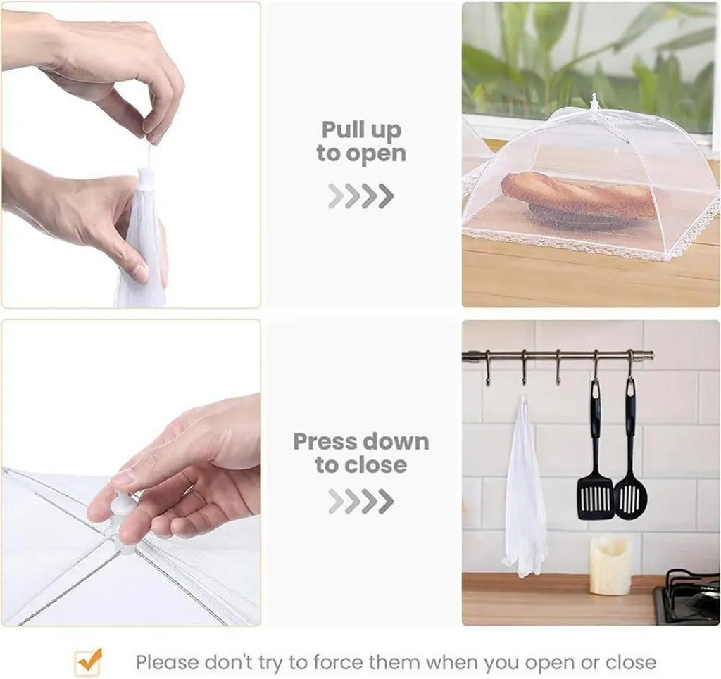Roysmart Mesh Housse Protection Mouches - Lot de 2 Cloches Aliments BBQ - 3
