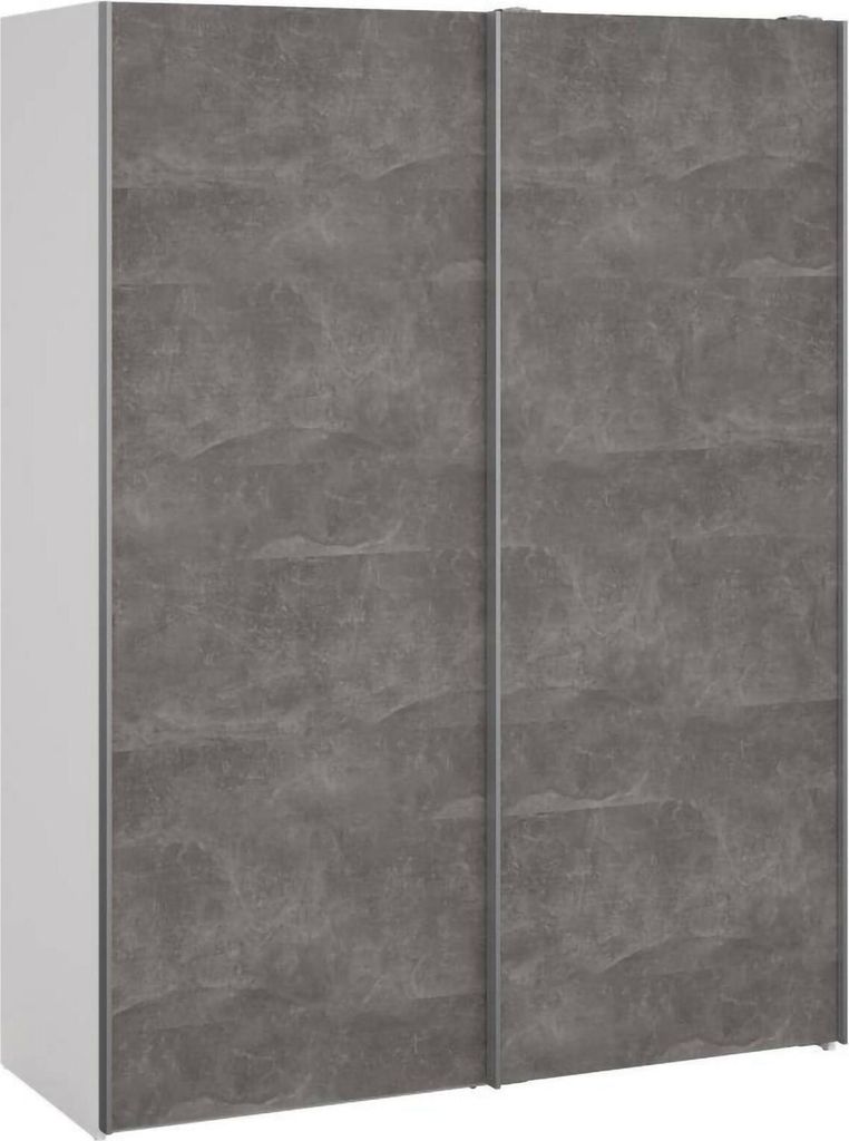 Kleiderschrank 2 Türen Maurice, Schlafzimmermöbel, Schrank, Garderobe, 150x61 h200 cm, Weiß und Grau