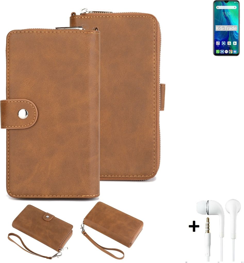 K-S-Trade 2in1 Handyhülle kompatibel mit Ulefone Power 6 + Kopfhörer Schutzhülle & Portemonnee Schutzhülle Tasche Handytasche Case Etui Geldbörse