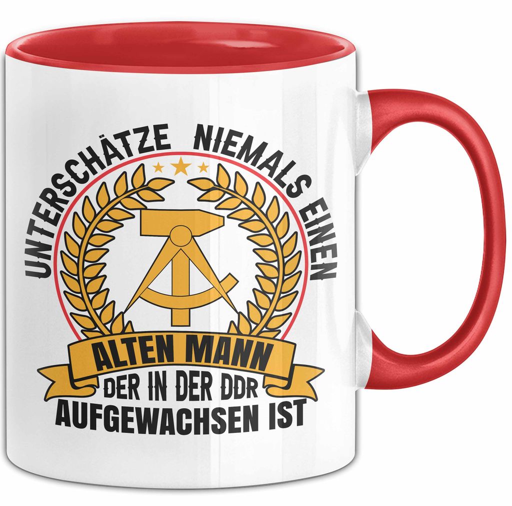 Unterschätze Niemals Einen Alten Mann Aufgewachsen In Der Ddr Tasse Geschenk (Rot)