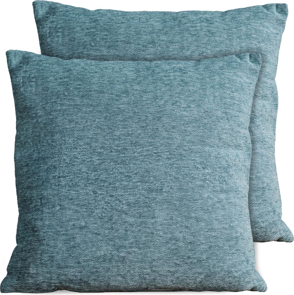 2er Set Kissenhüllen 45x45 cm blau-grau meliert als weiche Dekokissen