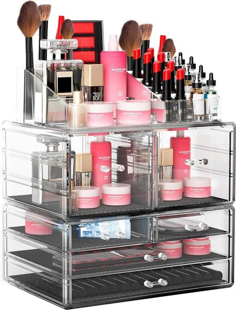 Rangement maquillage pour lotion démaquillante et cosmétiques empilable
