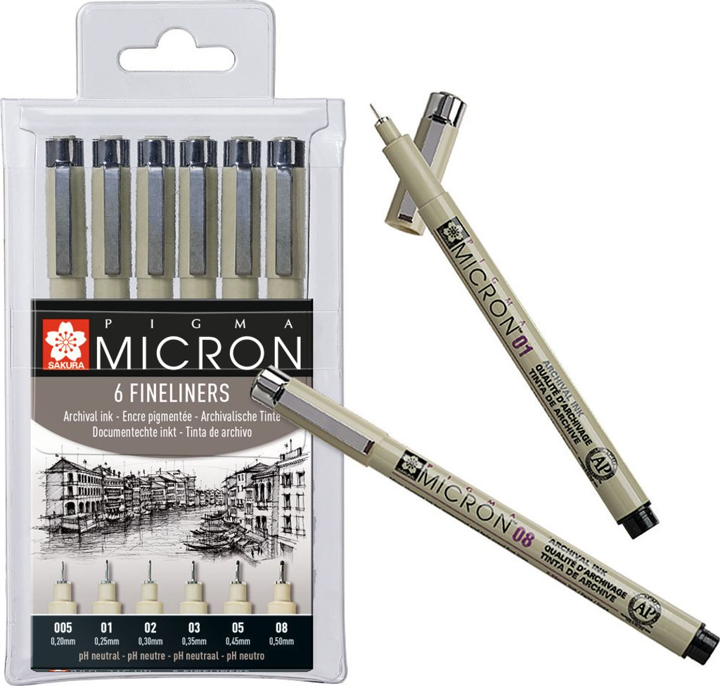 Sakura | Pigma Micron Set nero 6 pezzi Immagine del prodotto 
