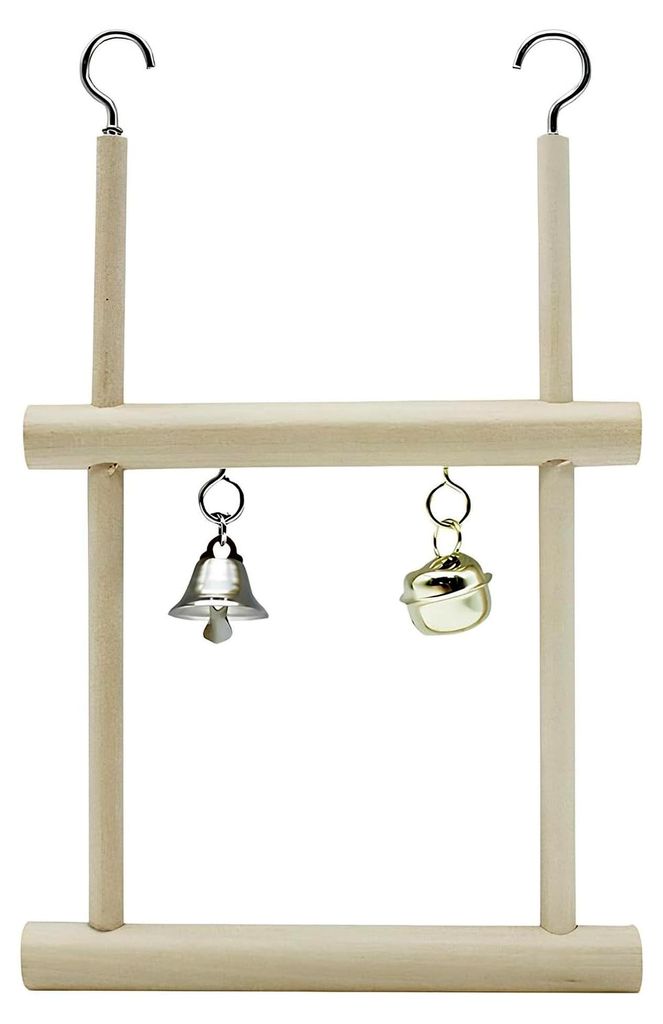 Holz-Kleiderbügel für Conure, Cacadus und Agapornis mit Glocke, langlebig für interaktive Schaukelvögel, geeignet für kleine Sittiche und Well...