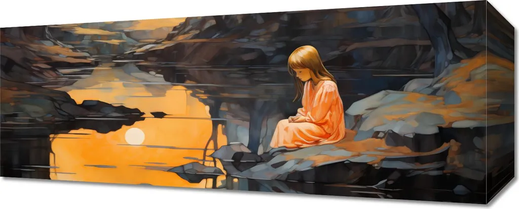 Decorazione Parete Tramonto 50x20 - Quadro Moderno Panoramico per Casa