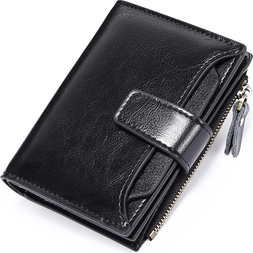 Geldbörse Damen Klein,Geldbeutel Frauen Echtes Leder,mit 14 Kartenfäche RFID-blockierendes mit Münzfach Kleines Portemonnaie