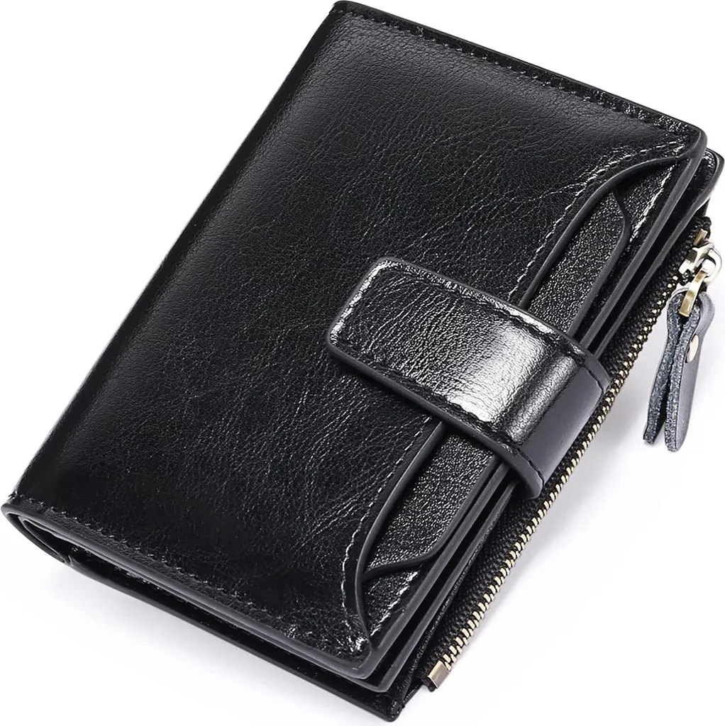 Portafoglio Piccola Dimensioni Donna: RFID Blocking e Vera Pelle Top