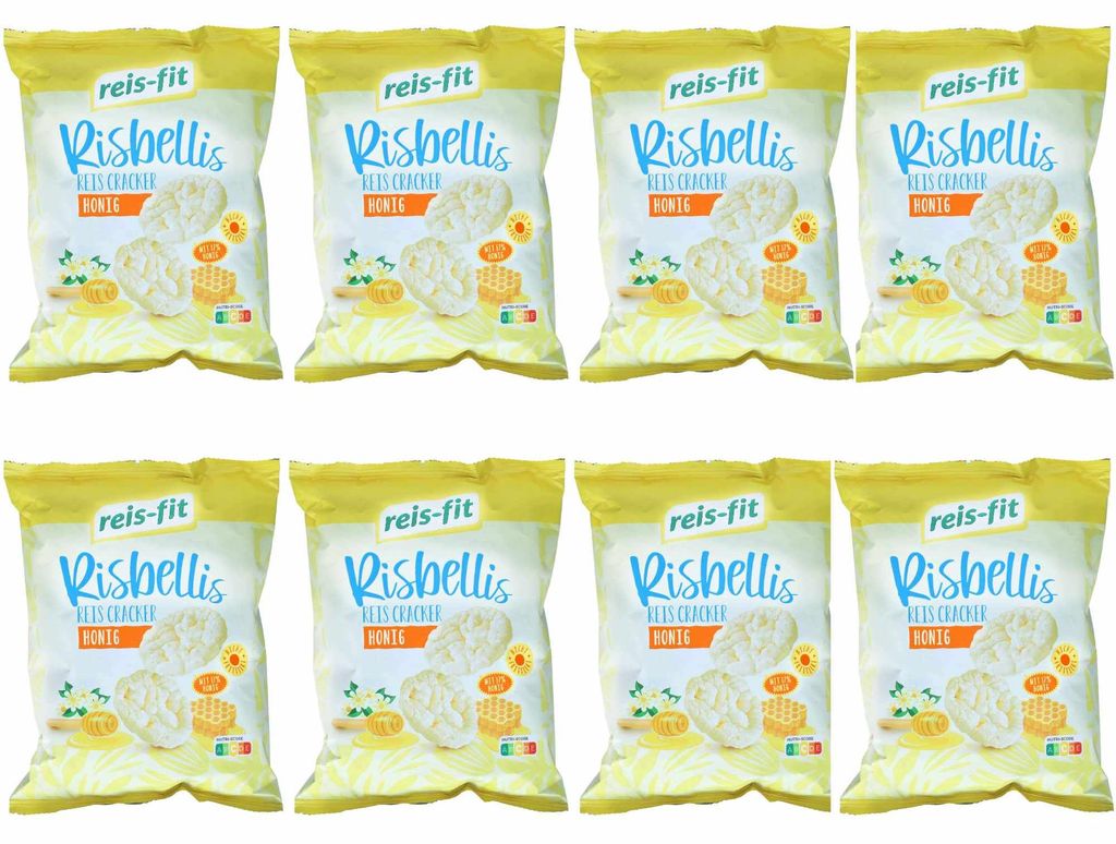 Reis-Fit Risbellis Reis Cracker Honig (8x40g Packung) VPE Produktbild 