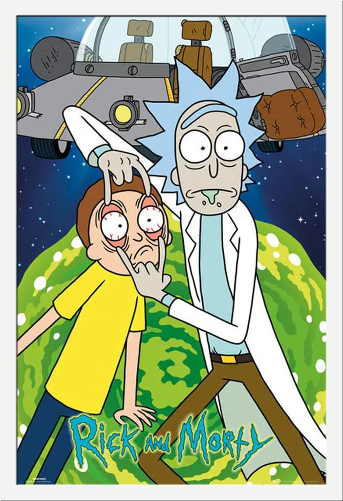 Poster Rick & Morty Nave Cornice Shinsuke Bianca MDF Vetro Acrilico