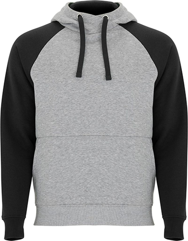 Roly SU1058 | Badet Hooded Sweatshirt Uni Kängurutasche - Farbe: Heather Grey 58/Black 02 - Größe: 3XL