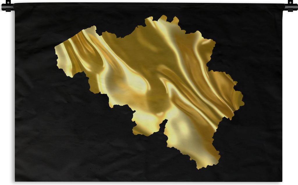 MuchoWow Wandteppich Wandbehang Karte - Belgien - Gold 90x60 cm Tapisserie Dekoration Wandtuch - Wandskulpturen - Bildteppich
