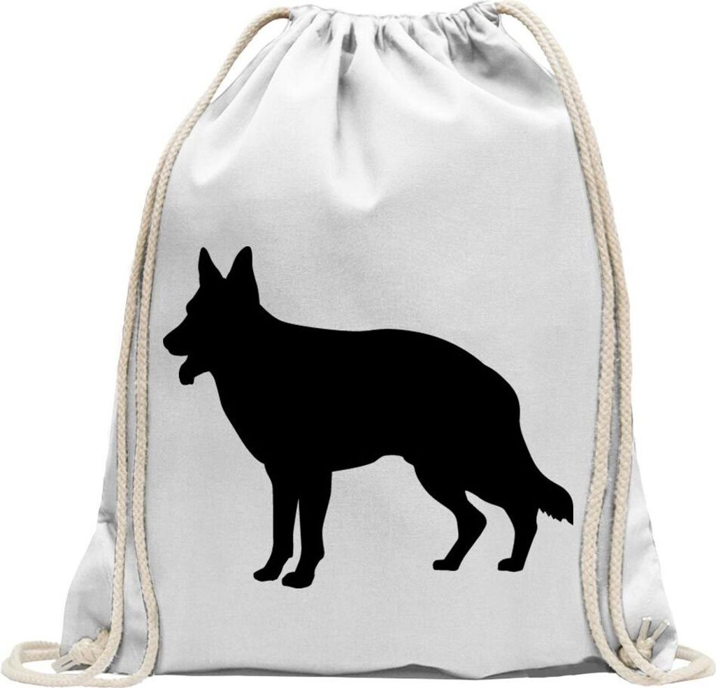 Kiwistar - Turnbeutel - weiss - Deutscher Schäferhund Hund - Fun Rucksack Sport Beutel Gymsack Baumwolle mit Ziehgurt