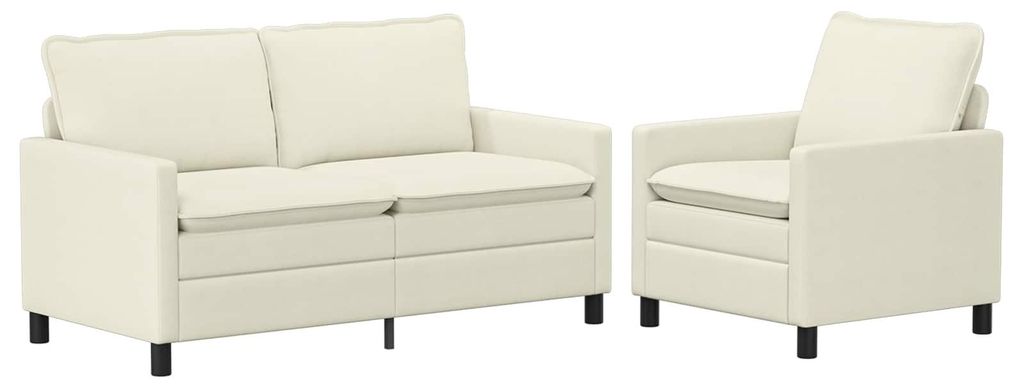 vidaXL Sofa Set 2 pcs Creme Stoff