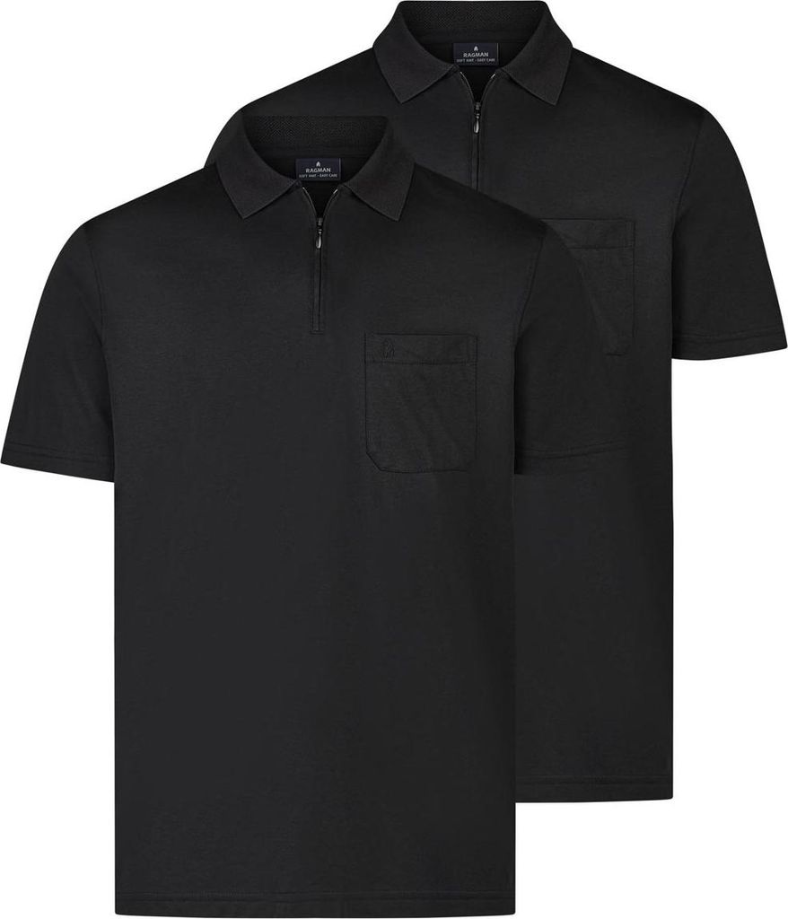 RAGMAN 2er Pack Basic Poloshirt Klassischer Polokragen mit Reißverschluss, Dezente Logostickerei auf Brusthöhe, Weiches Material mit angenehmem T...