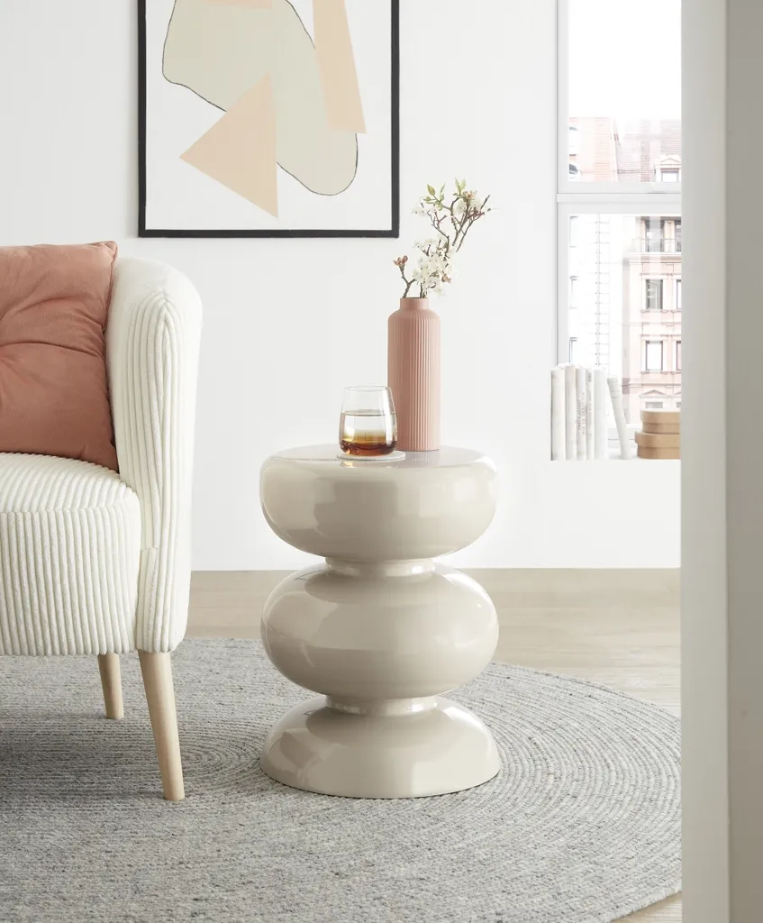 Table d'appoint stable pour petit espace - Fer crème 46cm durable