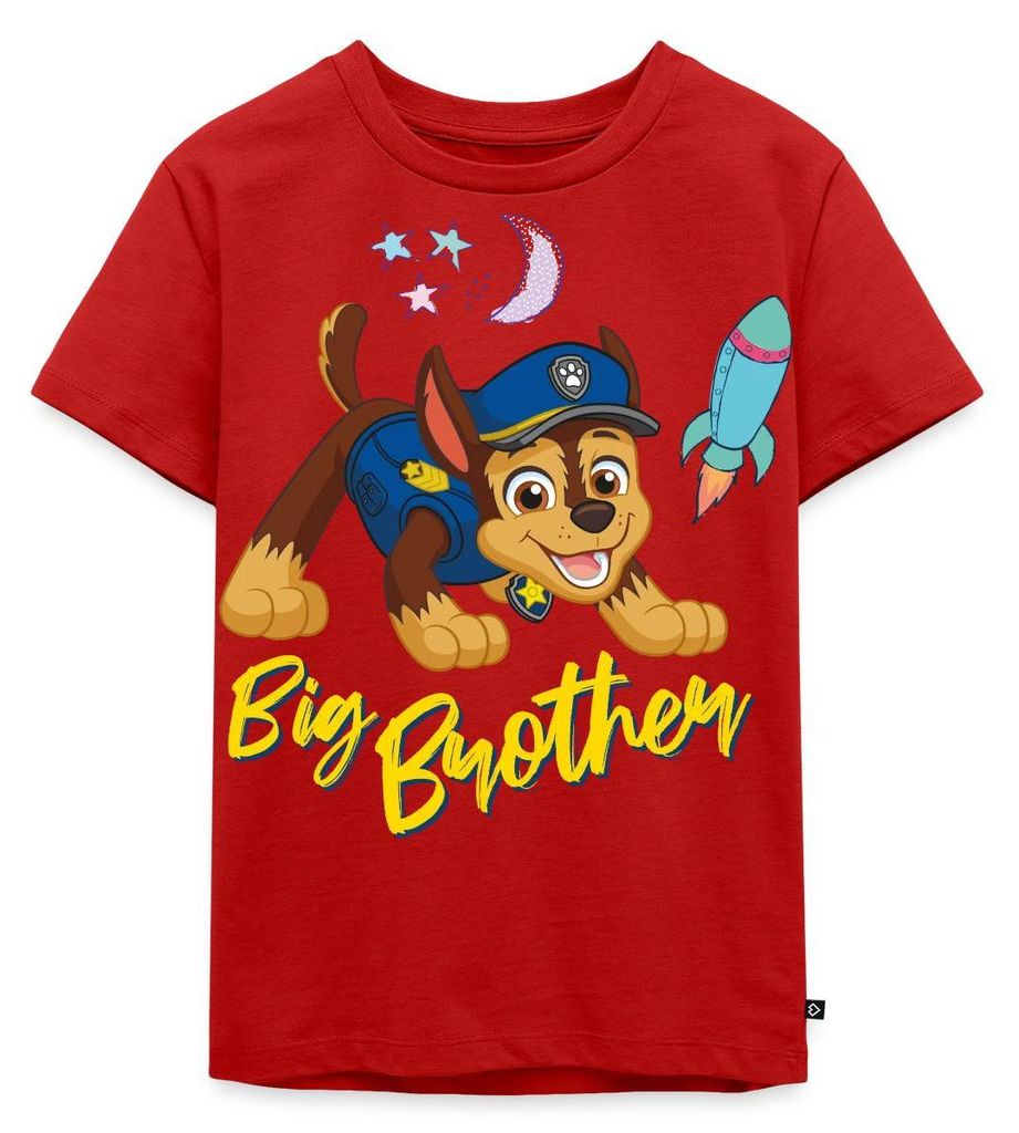 Spreadshirt Paw Patrol Großer Bruder Chase Geschenk Kinder Premium T-Shirt, 122/128 (6 Jahre), Rot