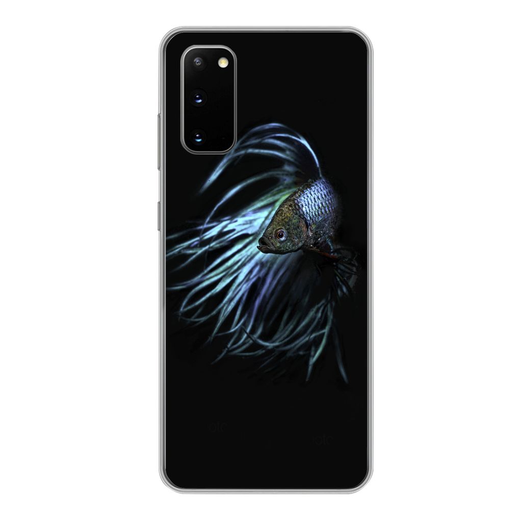 MuchoWow Handyhülle Schutzhülle Hülle für Samsung Galaxy S20 Fische - Meerestiere - Blau - Schwarz Silikon Softcase Handy Hülle