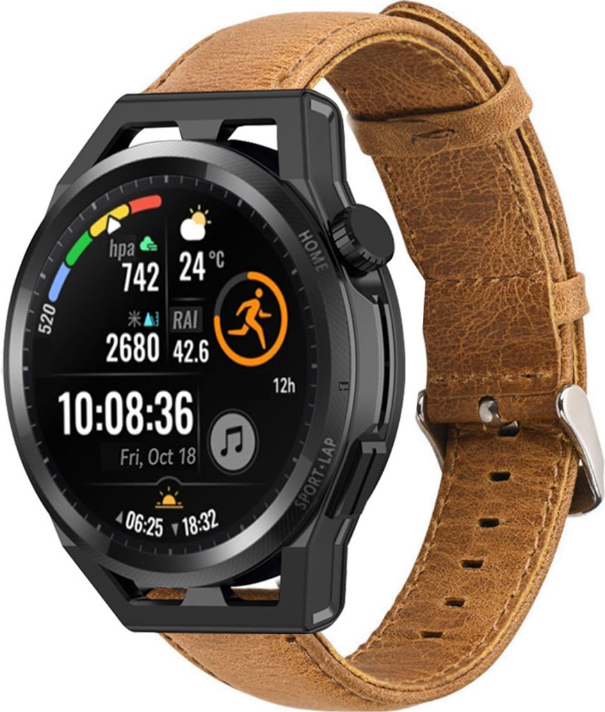 Strap-it Huawei Watch GT Runner Lederarmband (Braun)