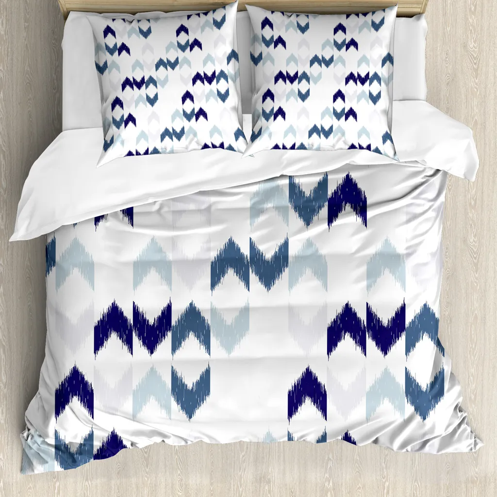 Copripiumino Zigzag Ikat Blu Navy 200x200 - Arredo Casa Moderno