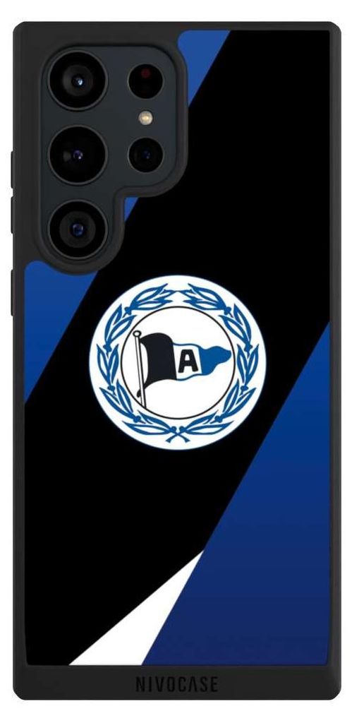 NIVOCASE Handyhülle für Samsung Galaxy S23 Ultra Hülle NIVOpure Case Schwarz Arminia Bielefeld DSC Offizielles Lizenzprodukt