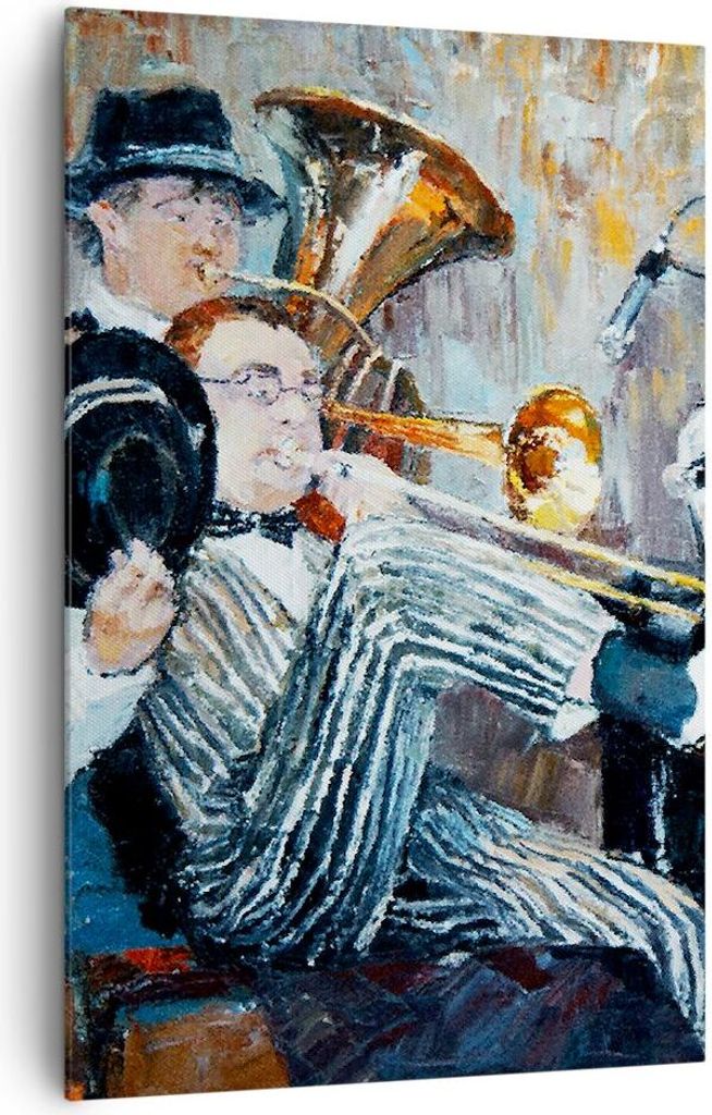 Bild auf Leinwand - Leinwandbild - Einteilig - Jazz Musik Musiker - 80x120cm - Wand Bild - Wanddeko - Wandbilder - Leinwanddruck - Wanddekoration -...