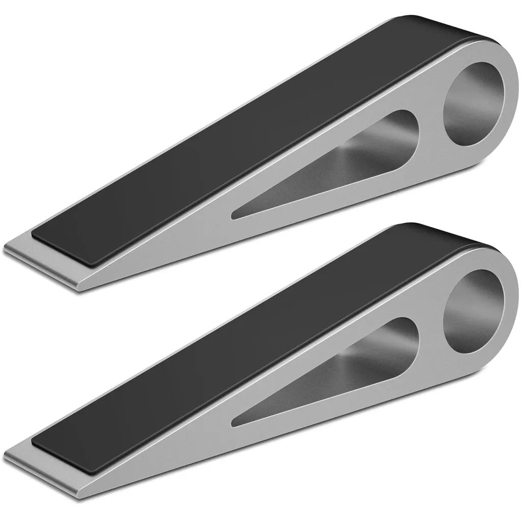 Bloque porte pour sol lisse en alu et caoutchouc argent, lot de 2 cales