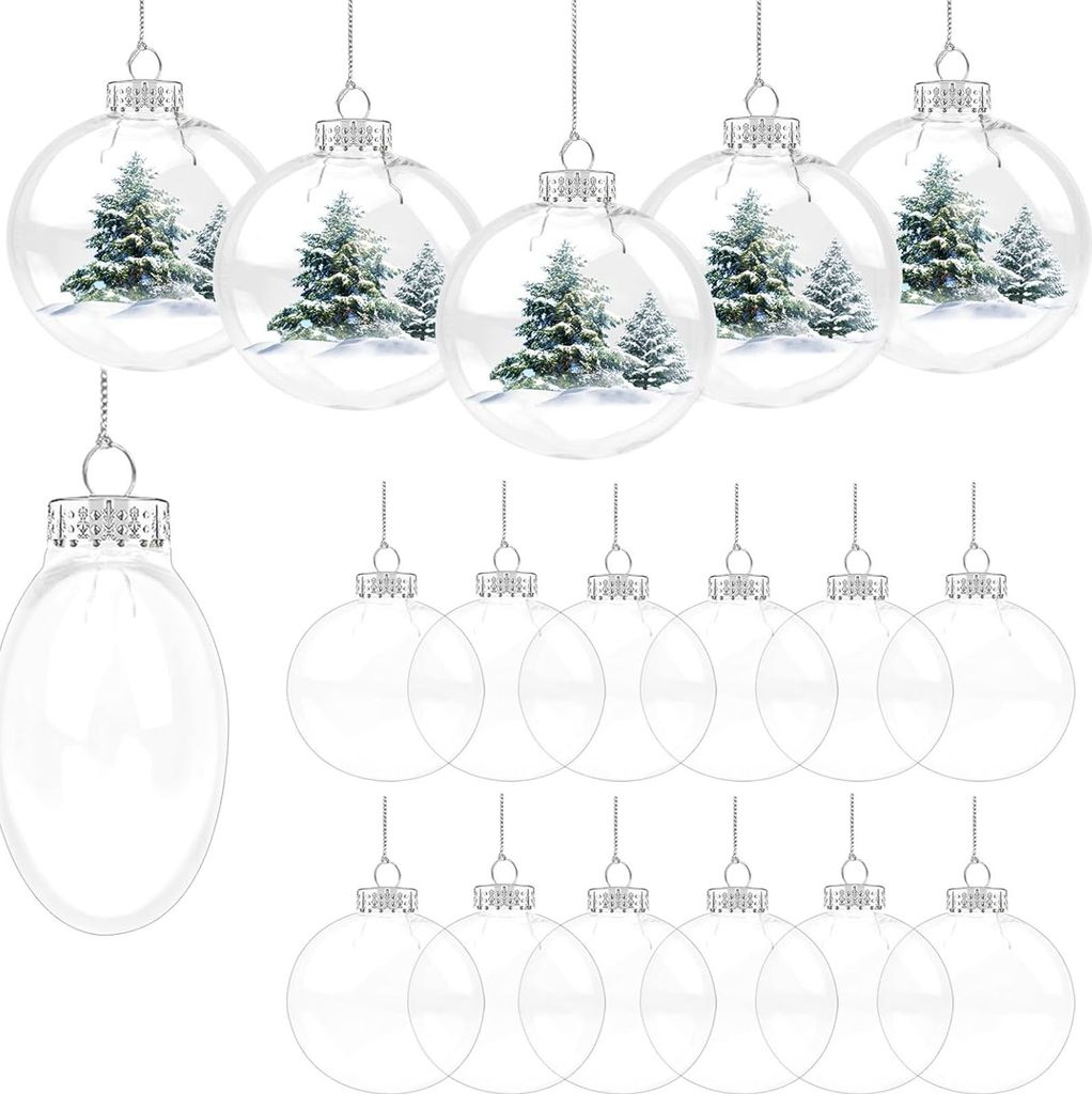 12PCS Clear Plasitc Discs Ornaments,3.9 Inch Clear Flat Fillable Hanging Ornament Ball Transparent Fillable Ornaments Balls for DIY Craft Projects ...