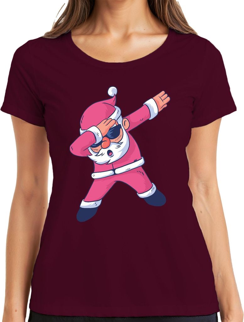 Dabbing Santa Sonnenbrille - Weihnachten Weihnachtsgeschenk Christmas Damen T-Shirt, Burgundy, M