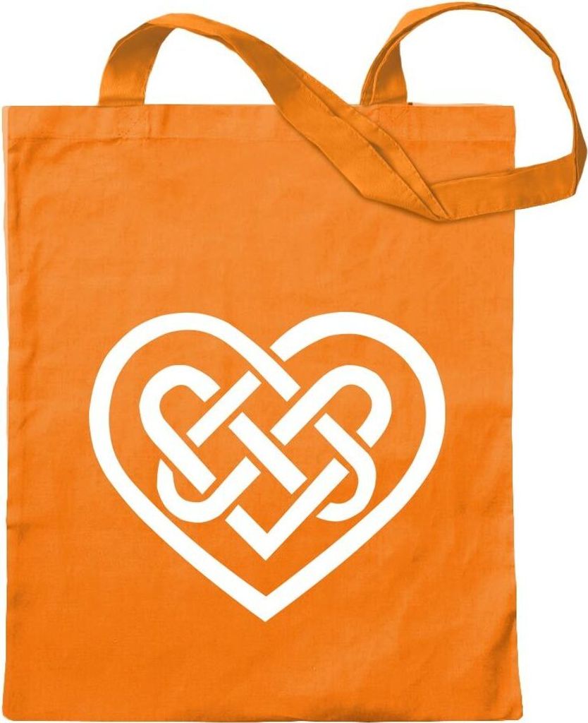 Kiwistar - Baumwolltasche - mandarin - Celtic Love - Knot - Tragetasche Stoffbeutel Umhängetasche Langer Henkel
