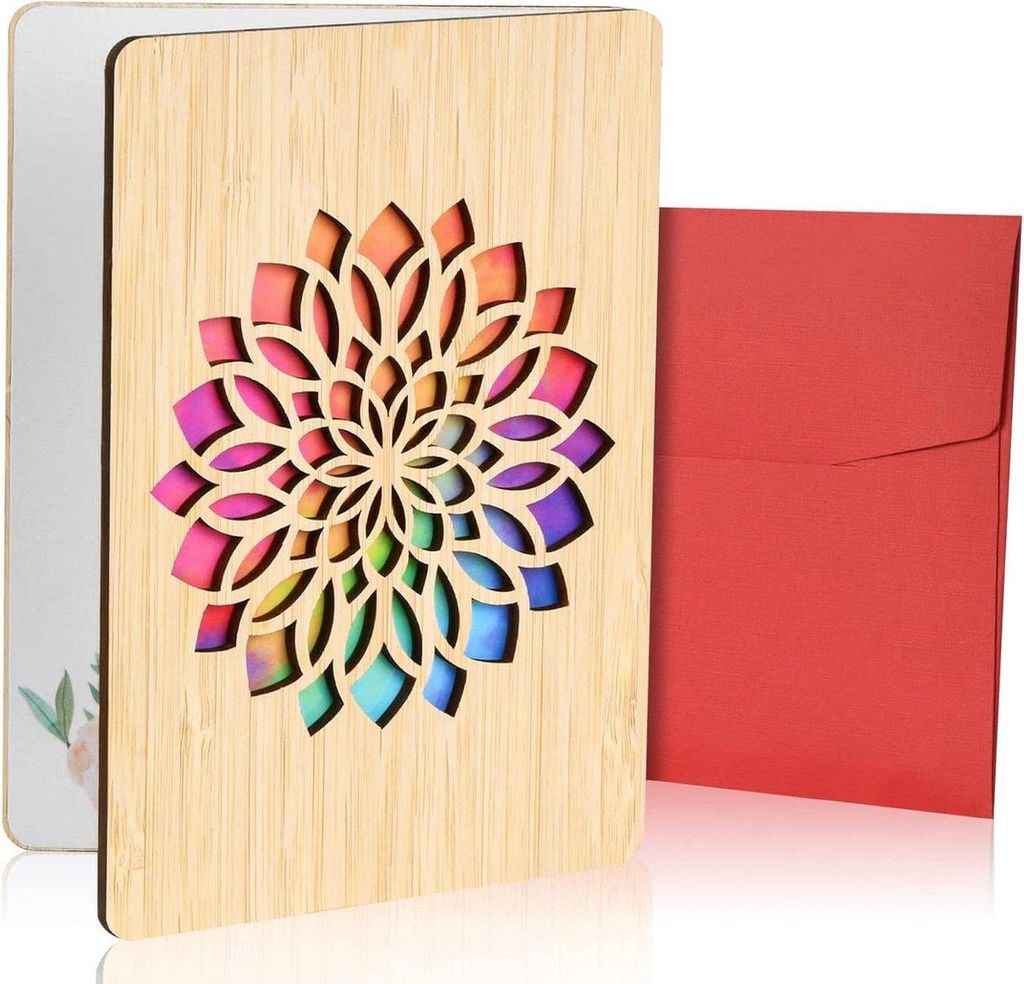 Grußkarten, Ermutigungskarte – Geburtstagskarte aus Holz – Valentinstag, Hochzeitstag – Geschenke für Frauen und Männer – Sonnenblume.