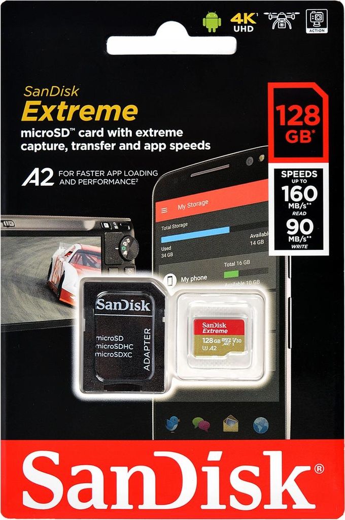 SanDisk 128GB Extreme microSDXC, 128 GB, MicroSDXC, Klasa Zdjęcie produktu 