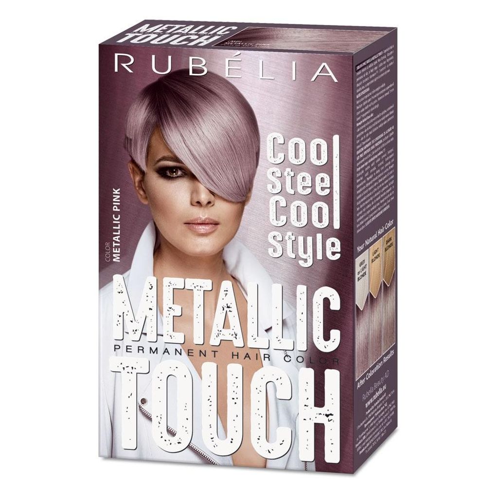 Rubelia Metallic Touch Permanente Haarfarbe für graues und blondes Haar, Metallic-Pink, 1 Stück