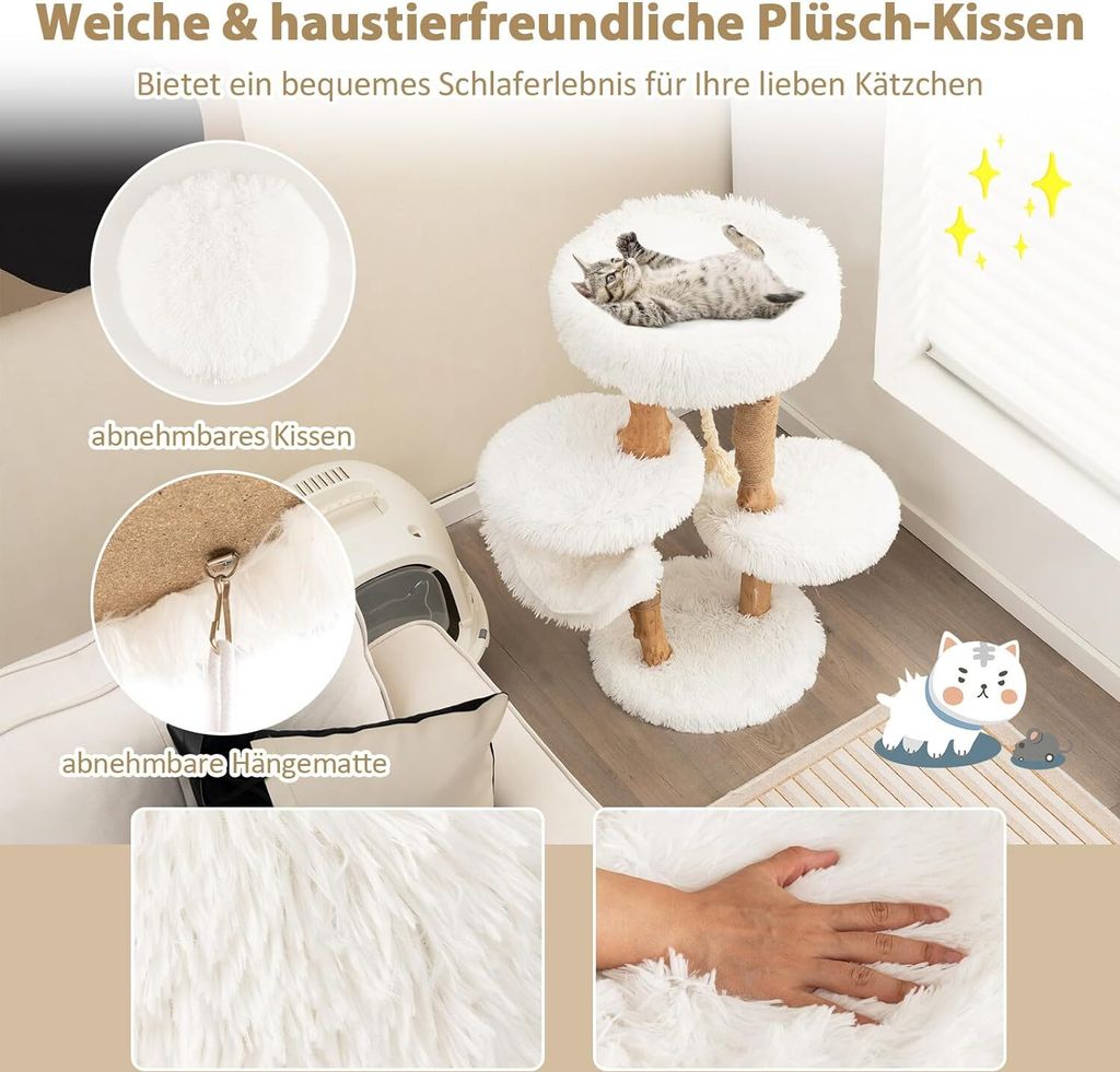 COSTWAY 87cm Kratzbaum Holz, Katzenbaum mit Hängematte & Produktbild 5