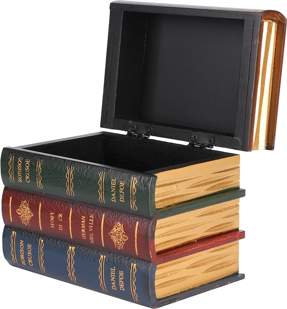 Scatola Libro Decorativa Vintage e Portagioie Segreto in Legno
