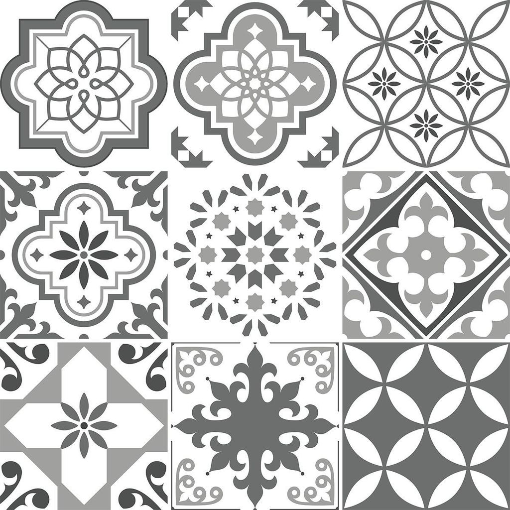 Selbstklebende Fliesenaufkleber für Küche und Bad – 9 Zementfliesenaufkleber, Azulejos Solina – 9 Aufkleber, 10 x 10 cm