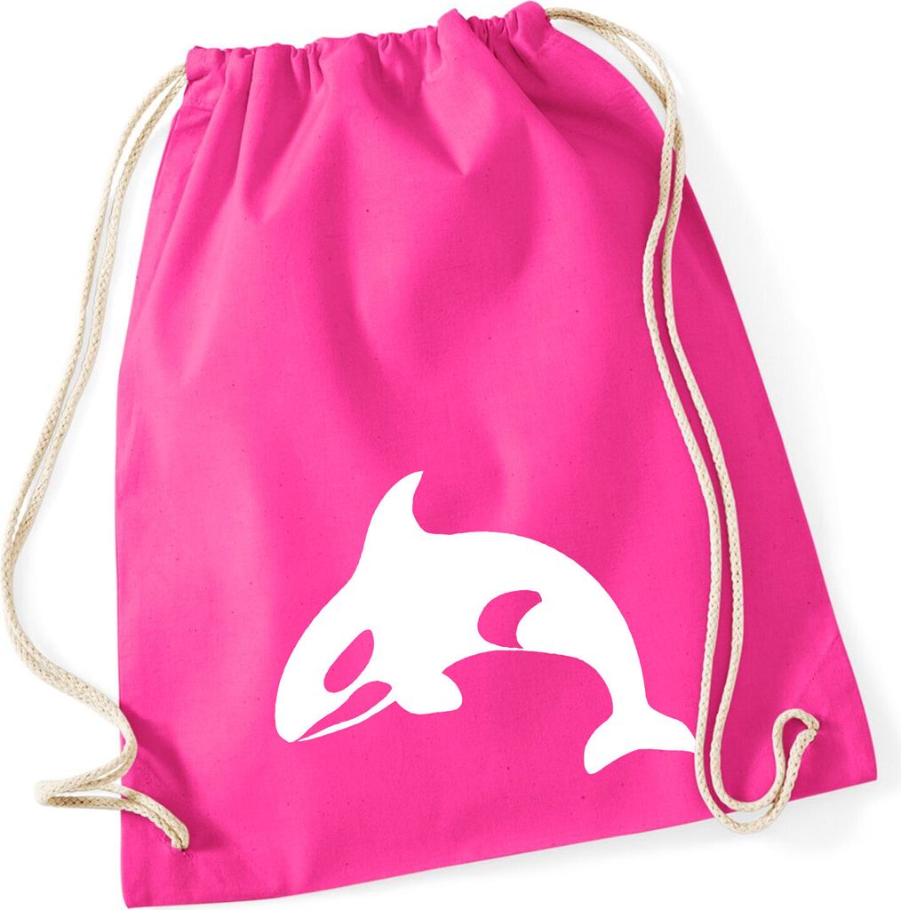 Huuraa Turnbeutel Orka Killerwal 12 Liter Fuchsia Baumwolle Rucksack Geschenkidee