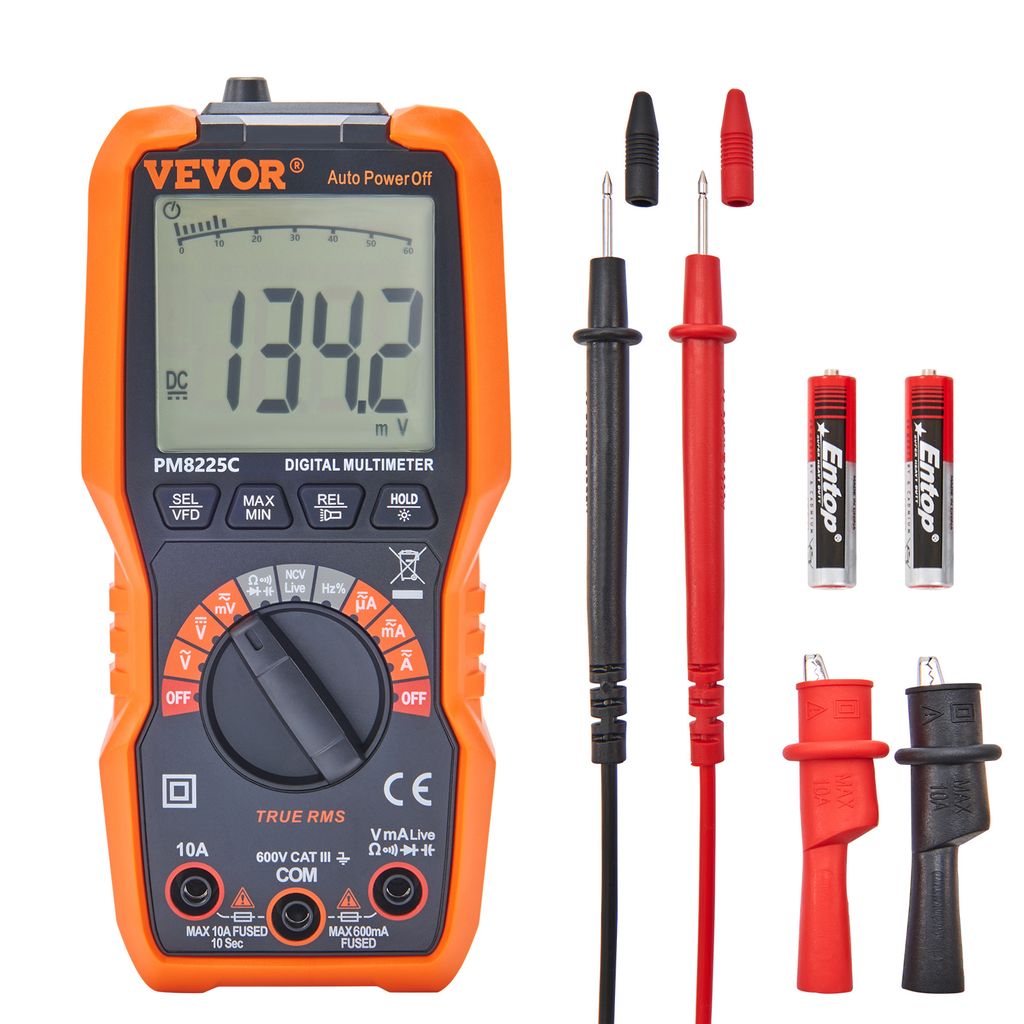 VEVOR Digital Multimeter 4000 Counts Voltmeter Batterietester Spannungsprüfer Durchgangsprüfer Ohm Volt Ampere Messgerät AC/DC Spannung Strom Wi...