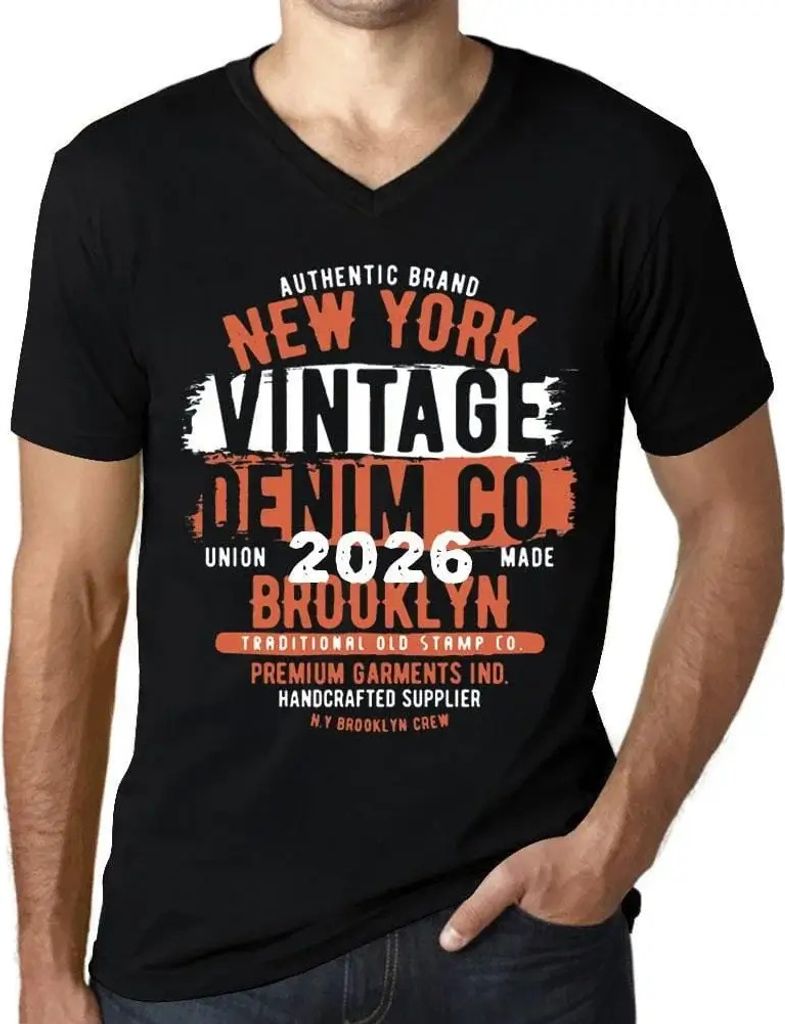 Herren Grafik T-Shirt V-Ausschnitt New York im Jahr 2026 – New York 2026 – Öko-Verantwortlich Vintage Jahrgang Kurzarm Lustige Druck
