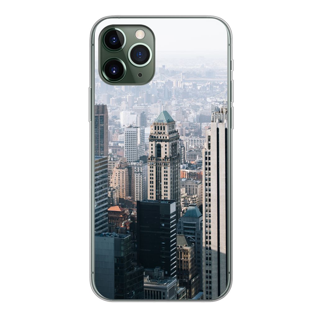 MuchoWow Handyhülle Schutzhülle Hülle für iPhone 11 Pro New York - Skyline - Nebel Silikon Softcase Handy Hülle - Handy
