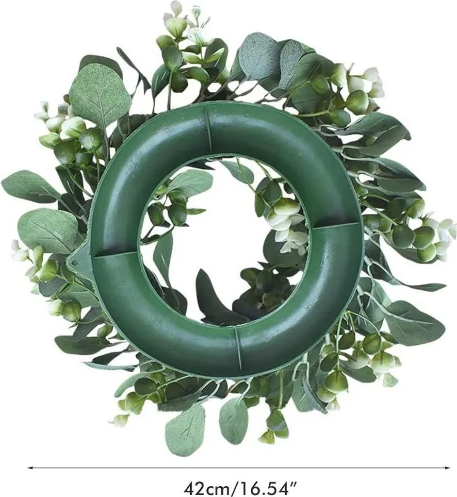 Couronne verte artificielle suspendue déco porte entrée 45cm de qualité