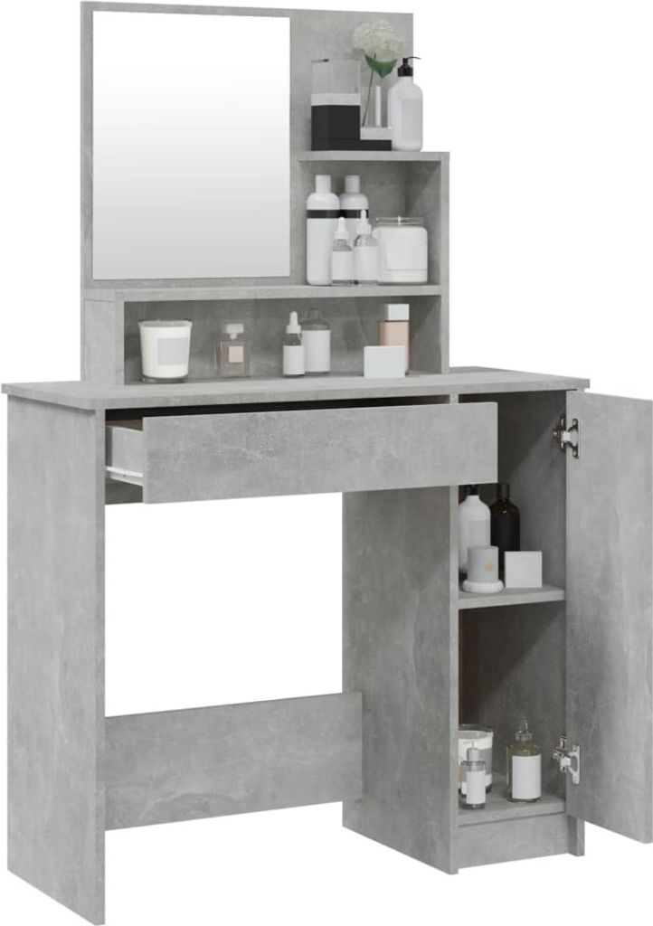 "2026 Aktion"Schminktisch Modernes Design - Kosmetiktisch/Frisiertisch - mit Spiegel Betongrau 86,5x35x136 cm DEMöbel 4044207