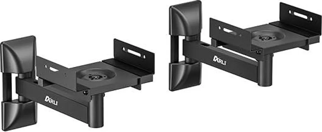 ARLI Coppia Supporti Parete Casse Universali 25kg - Snodo 360° Nero