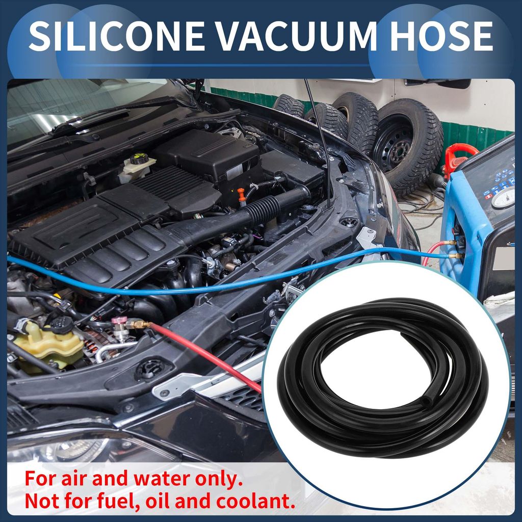 Silikon-Vakuumschlauch Motor 10FT 1/4" 6mm ID 2.5mm Dicke Auto-Automobil-Vakuumschlauch Silikon Schwarz Hochtemperatur