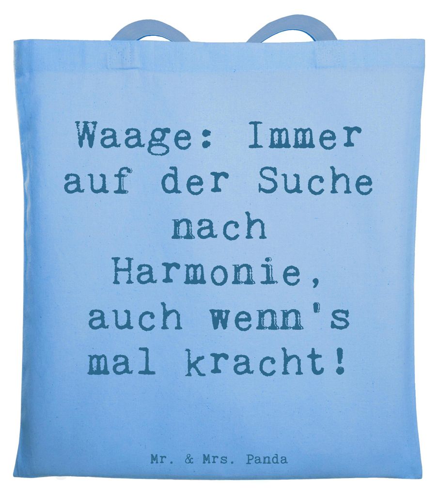 Mr. & Mrs. Panda Uni Tasche Spruch Waagen Harmonie - Sky Blue - Geschenk, Ausgeglichenheit, Fairness, Geschenke Sternzeichen, Harmonie-Liebhaber, E...